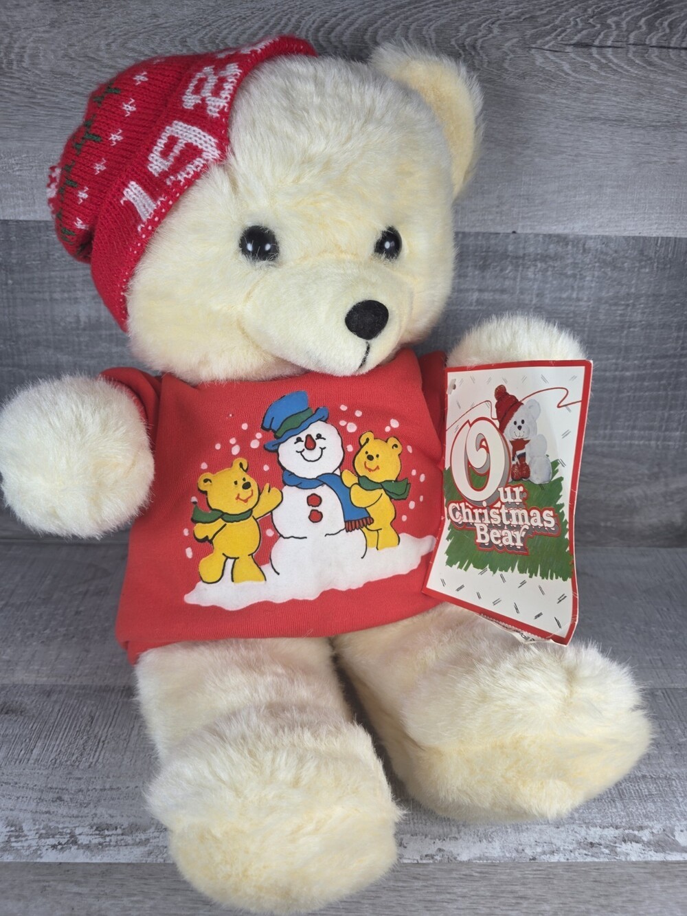 Vtg 1988 KMART Christmas LG Teddy Bear Stuffed Animal Plush Sweatshirt TAGS b108